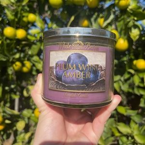 Plum wine Amber candle bath and body works white barn collectible